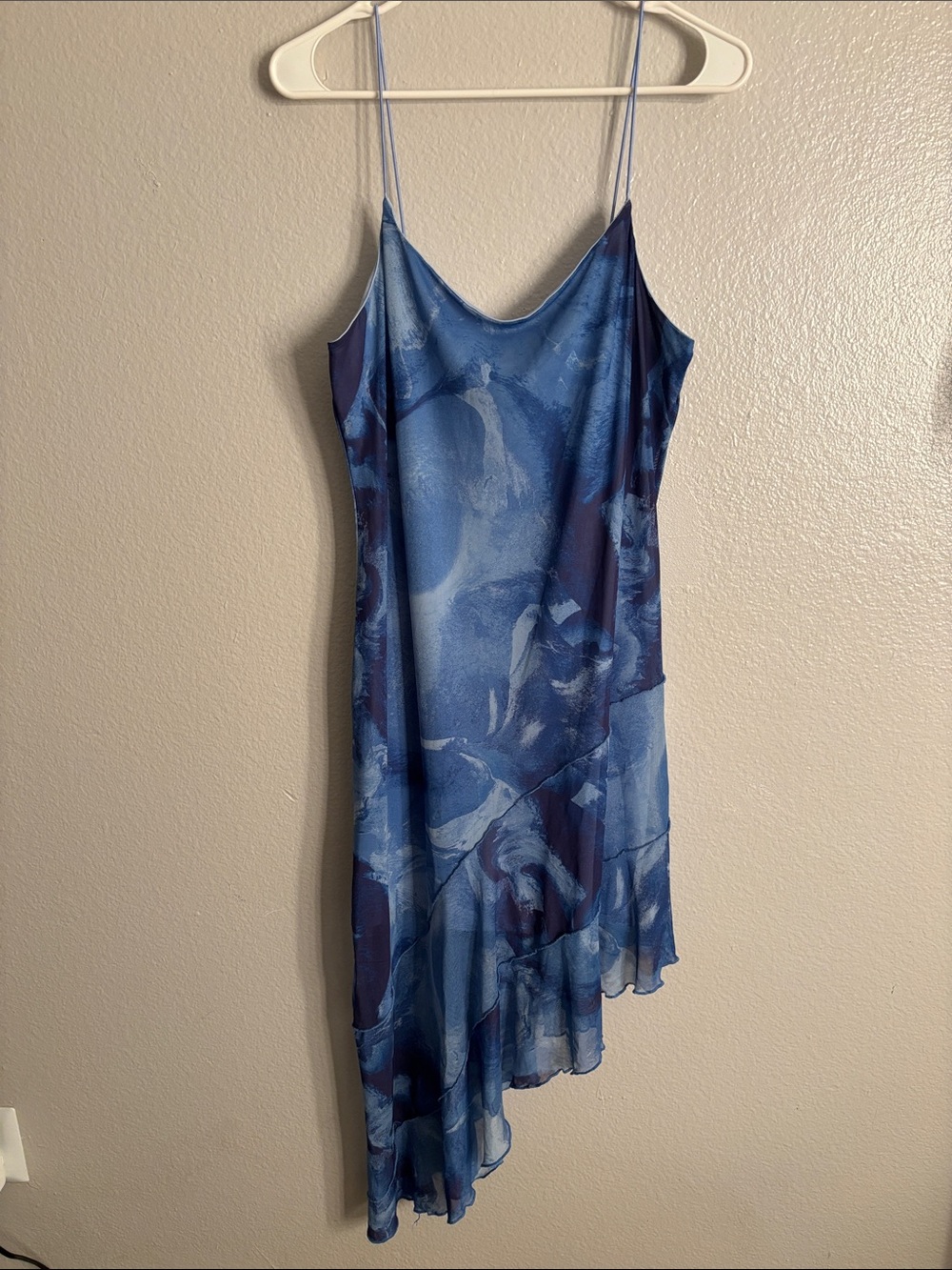 wild fable Blue Marble Asymmetric Slip Midi Dress